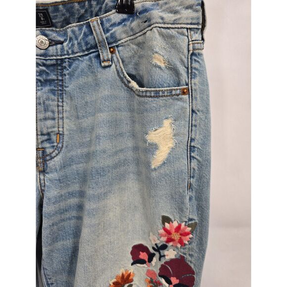 Distressed Embroidered Abercrombie Fitch Ames Low Rise Slim Boyfriend Jeans 29/8 - Picture 4 of 9